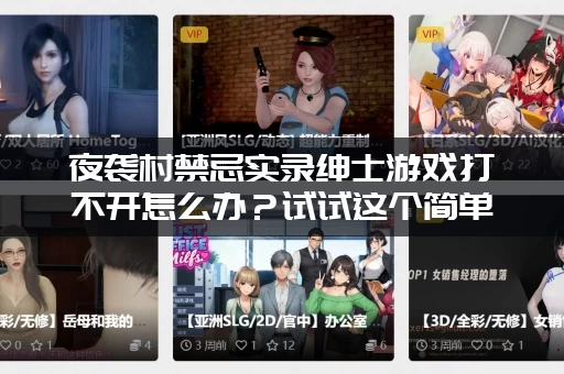 夜袭村禁忌实录绅士游戏打不开怎么办？试试这个简单设置方法！