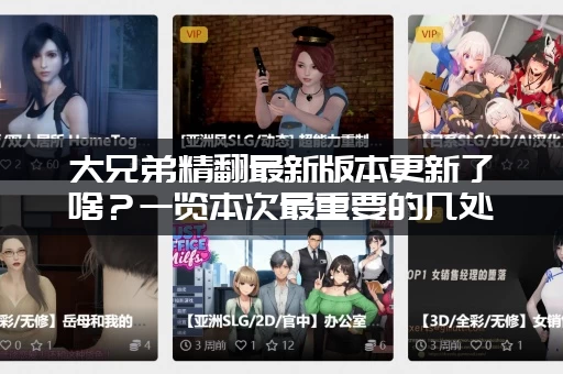 大兄弟精翻最新版本更新了啥？一览本次最重要的几处改动！