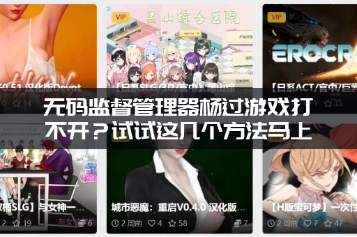 无码监督管理器杨过游戏打不开？试试这几个方法马上解决！