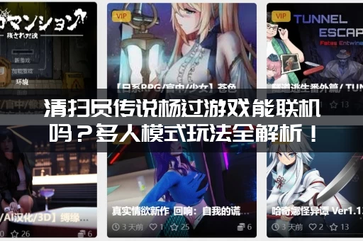 清扫员传说杨过游戏能联机吗？多人模式玩法全解析！