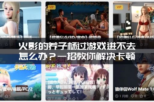 火影的养子杨过游戏进不去怎么办？一招教你解决卡顿问题！